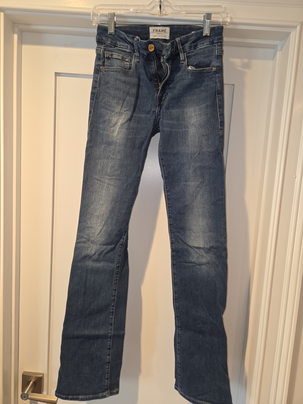 Frame Denim Women's Le Mini Boot Cut Jeans in Dark Blue Wash